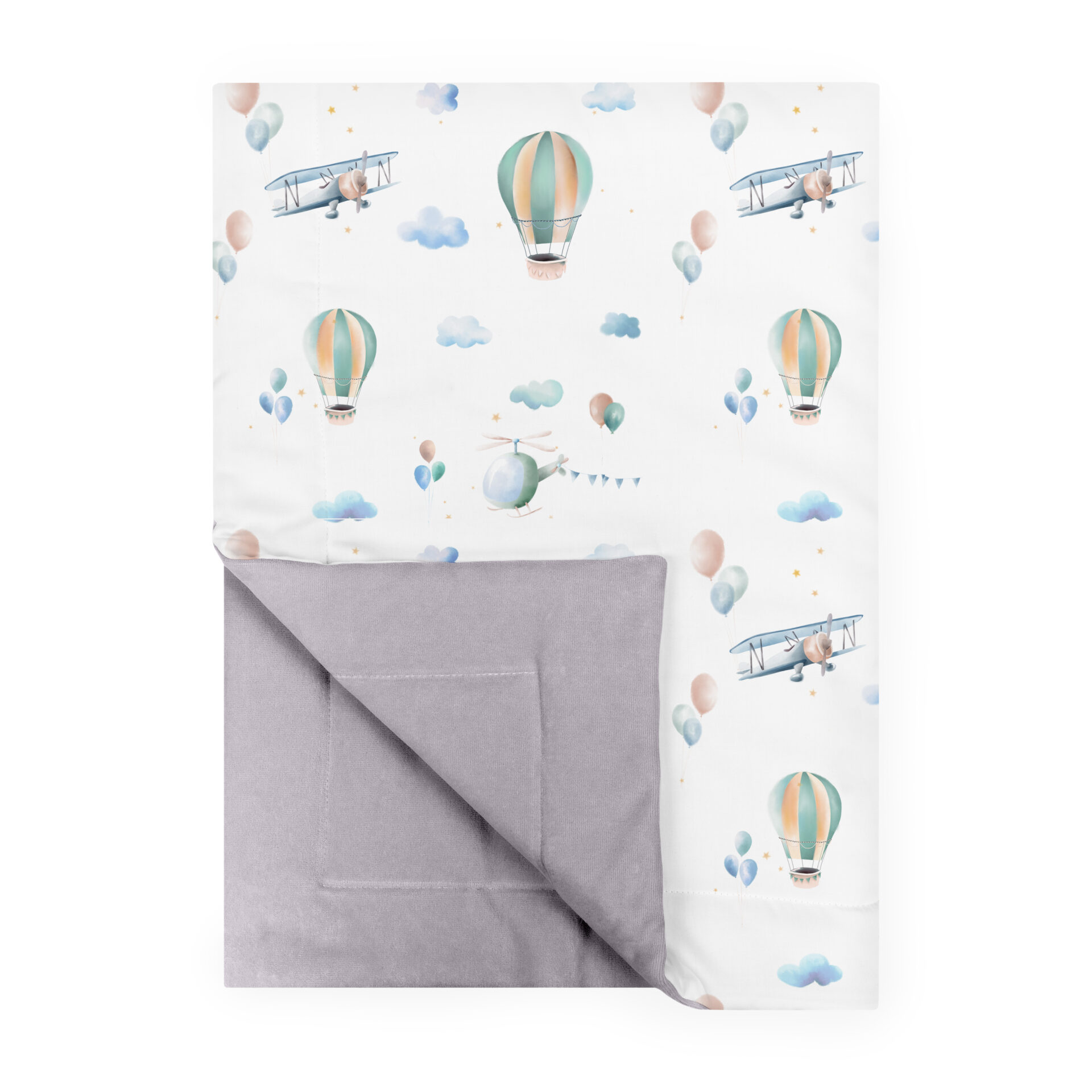 Kocyk 100x75 Balloon jasnoszary + poduszka GRATIS