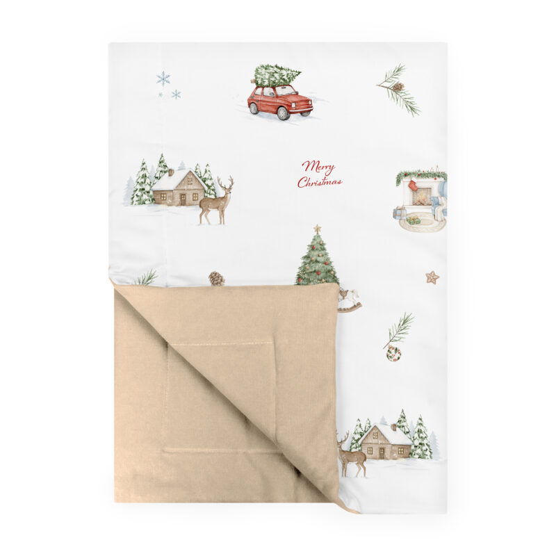 Kocyk 100x75 Merry Christmas beżowy