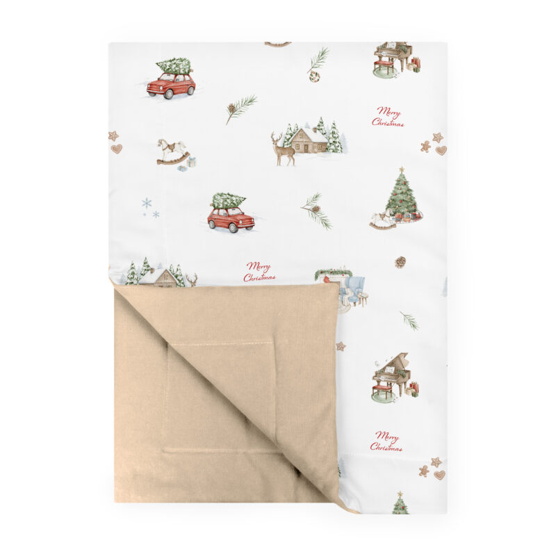Kocyk 150x100 Merry Christmas beżowy