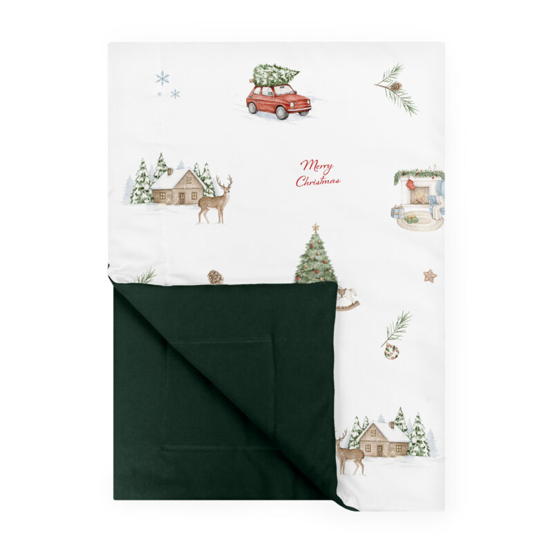 Kocyk 100x75 Merry Christmas butelkowa zieleń
