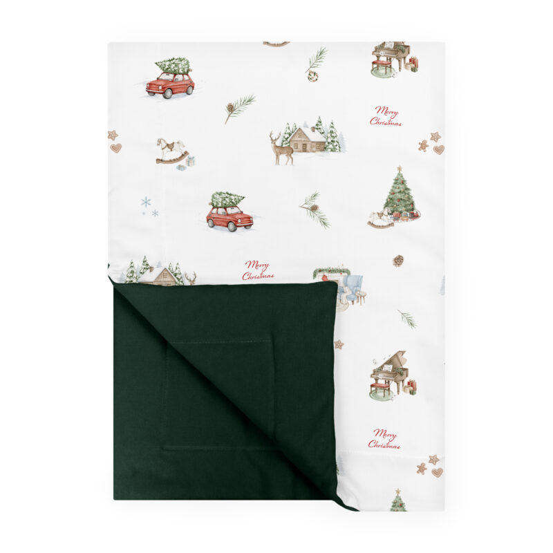 Kocyk 150x100 Merry Christmas butelkowa zieleń