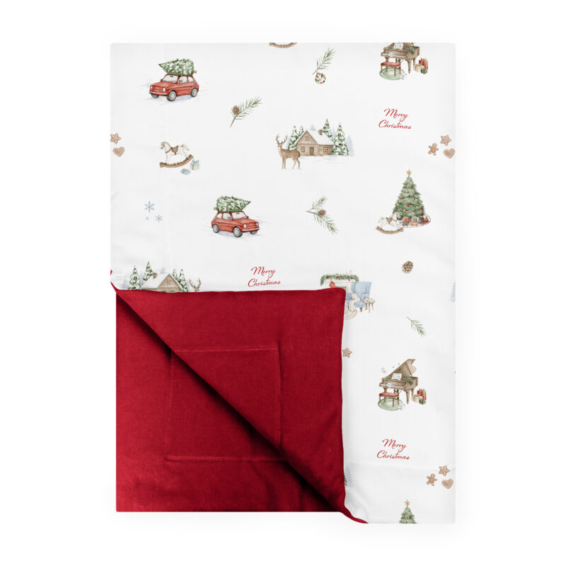 Kocyk 150x100 Merry Christmas czerwony
